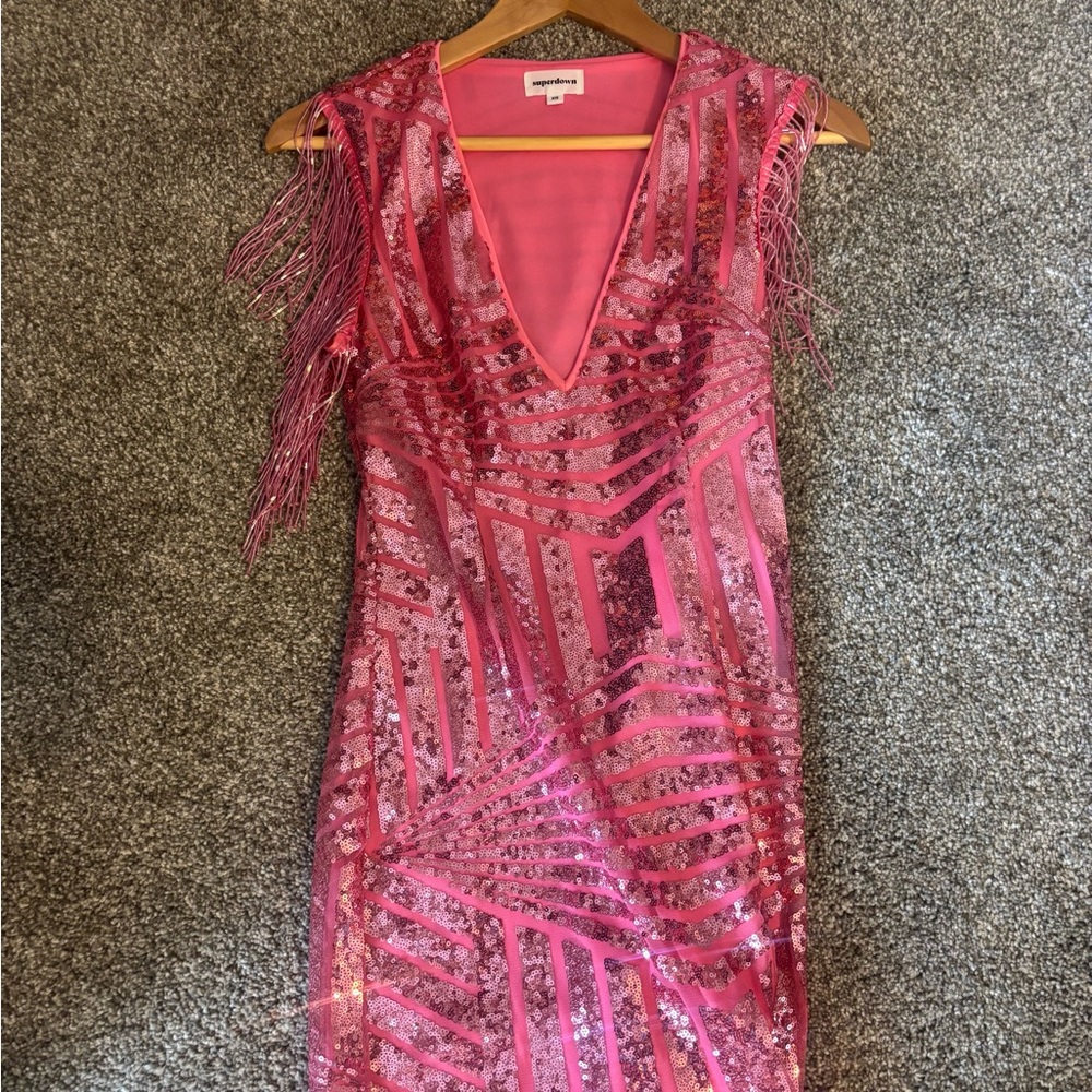 Superdown Pink Sequin Bodycon Mini Dress